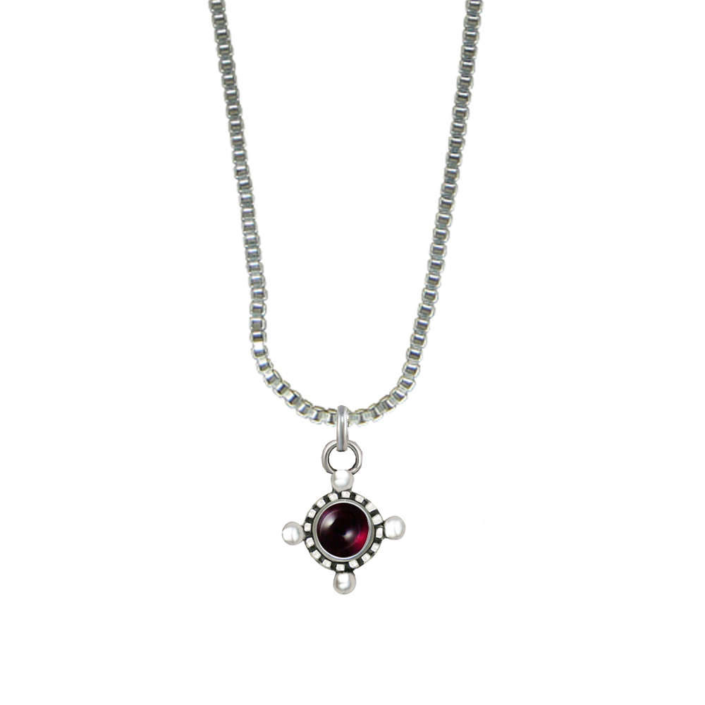 Sterling Silver Little Garnet Pendant Necklace